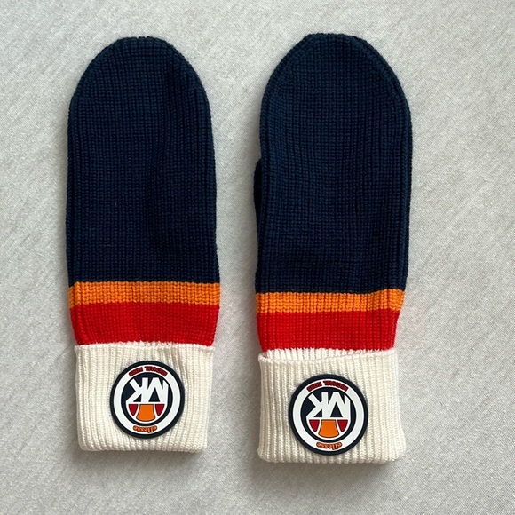 Michael Kors Mittens X Ellesse Ribbed Merino Wool Blend, Striped, Mittens, OS - Picture 1 of 7